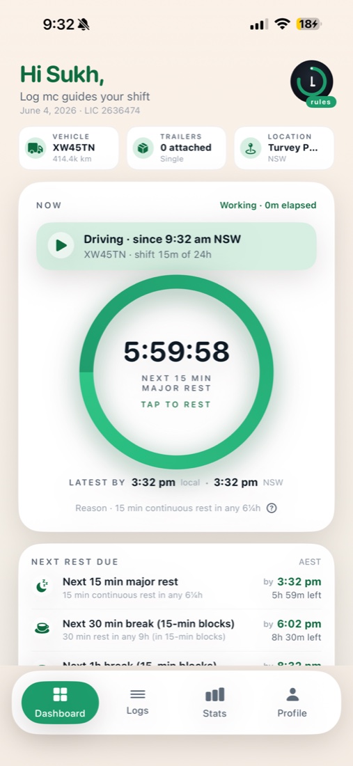 Driving countdown ring with the reason for the limit